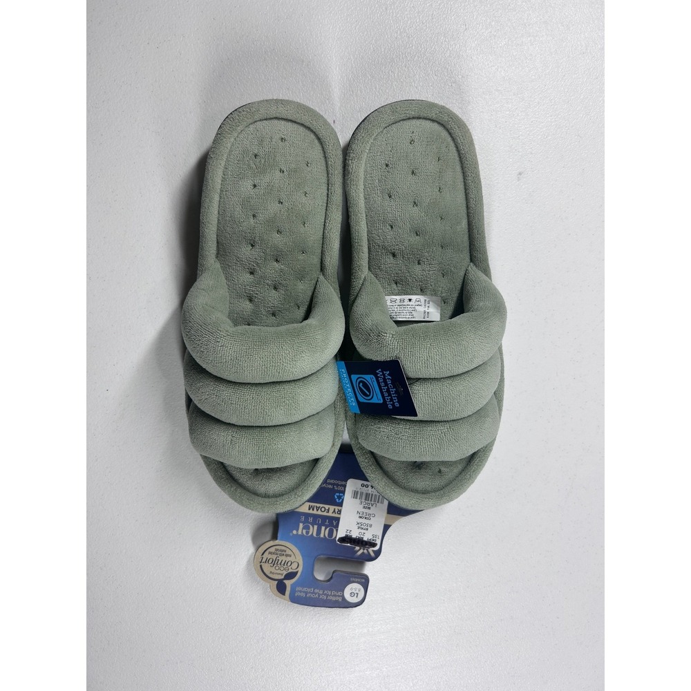 Wander Nature Eco Comfort Memory Foam Slippers Womens Large‎ (8.5-9) Green NEW